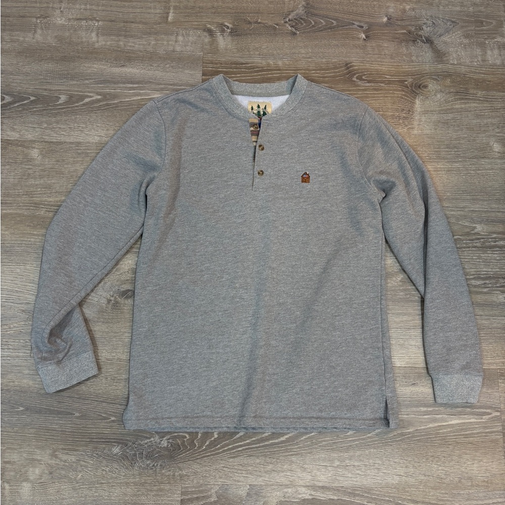 Kiel James Patrick Cozy Cabin Henley Shirt Mens Large Gray Cotton Long Sleeve